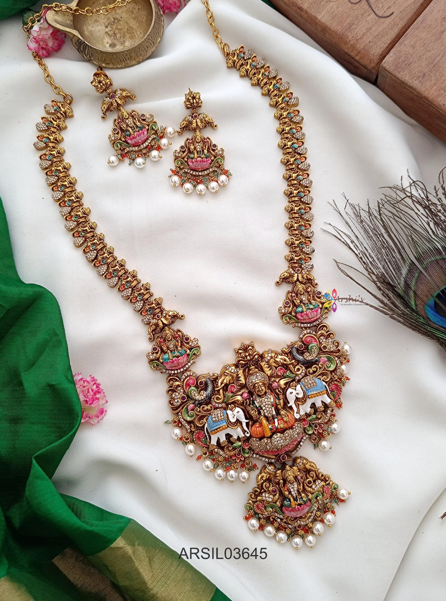 Gaja Lakshmi Meenakari Long Haram