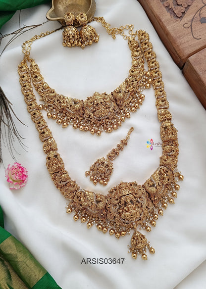Matte Finish Temple Bridal Jewellery Set