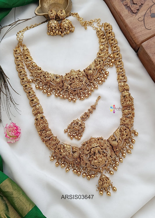 Matte Finish Temple Bridal Jewellery Set