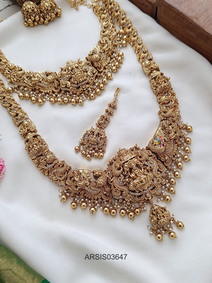 Matte Finish Temple Bridal Jewellery Set