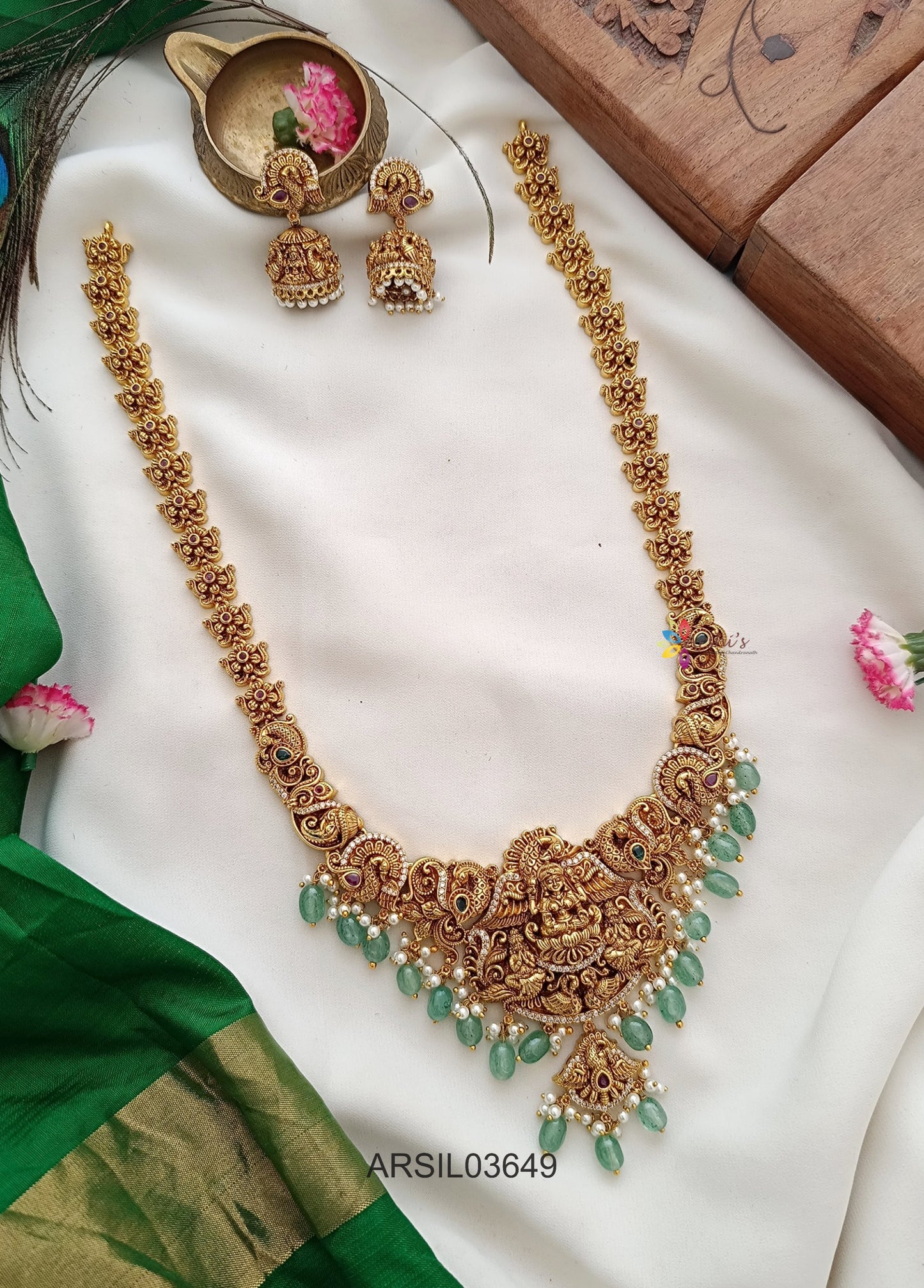 Antique Green Bead Temple Long Haram