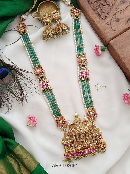 Green Bead Jadau Kundan Long Haram