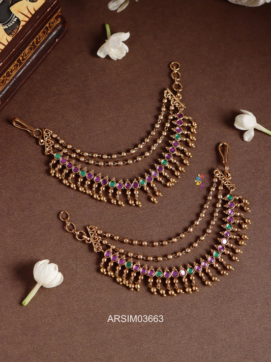 Kemp and Green Gold Bead Earchains