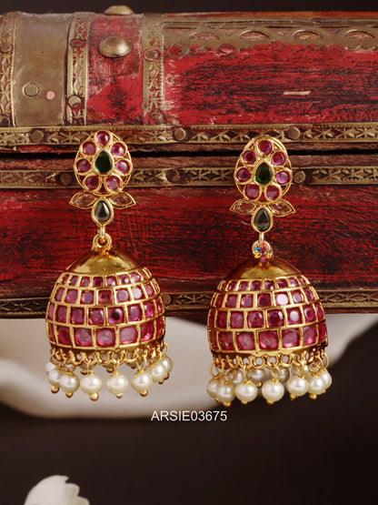 Kemp Stone Pearl Drop Jhumka