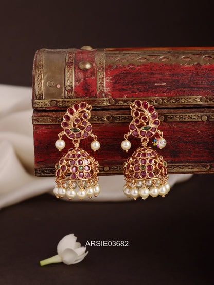 Peacock Kemp Stone Jhumka