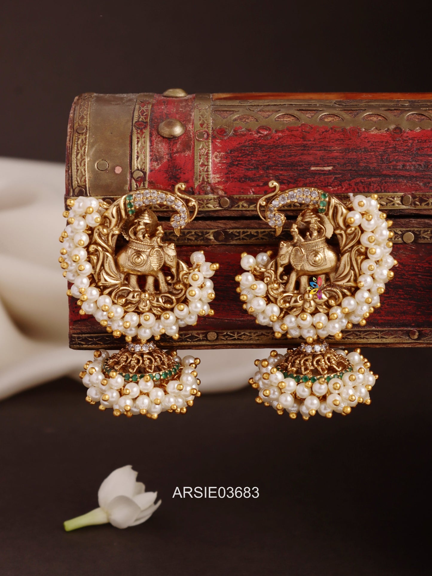 Elephant Pearl Studded Jhumka