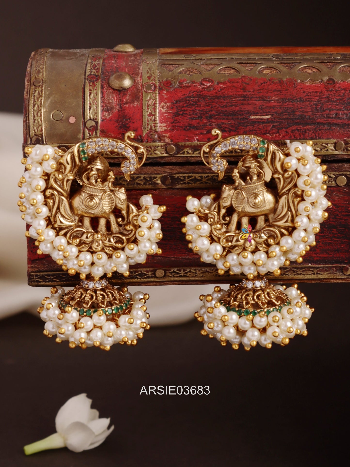 Elephant Pearl Studded Jhumka