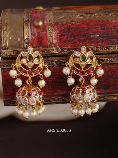 Half Moon Pearl Drop Earrings