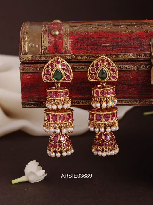 Kemp Studded Three Layer Jhumka