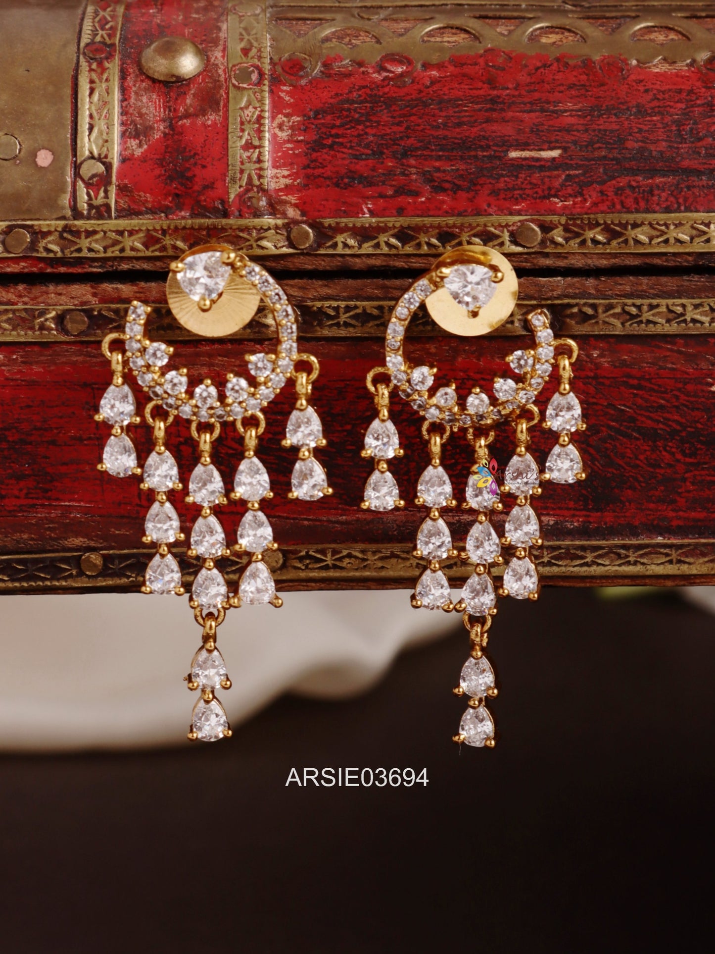 AD Stone Drops Chandbali Earrings