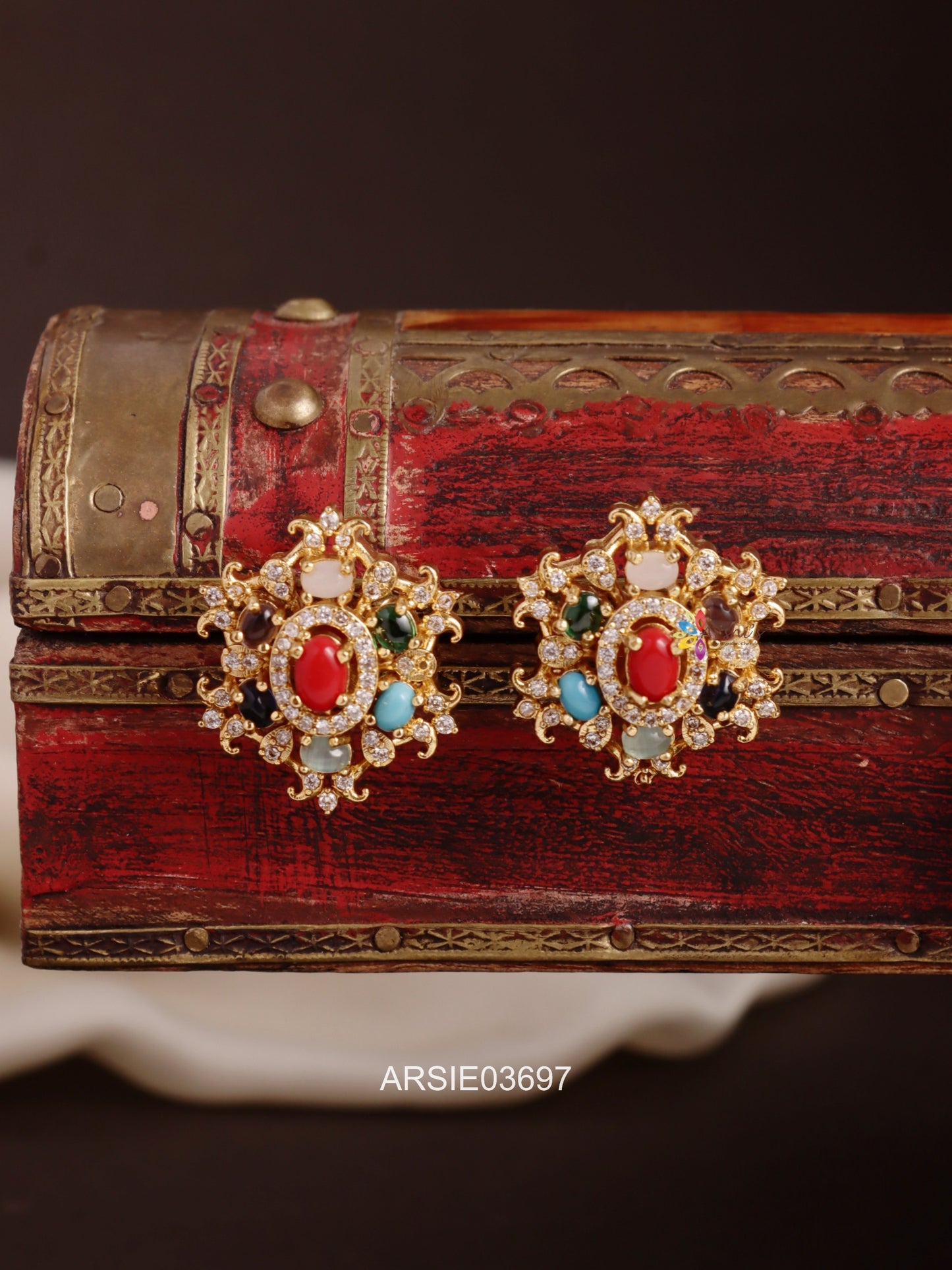 Navarathna Stone Ear Studs