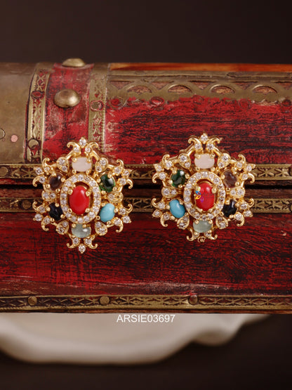 Navarathna Stone Ear Studs