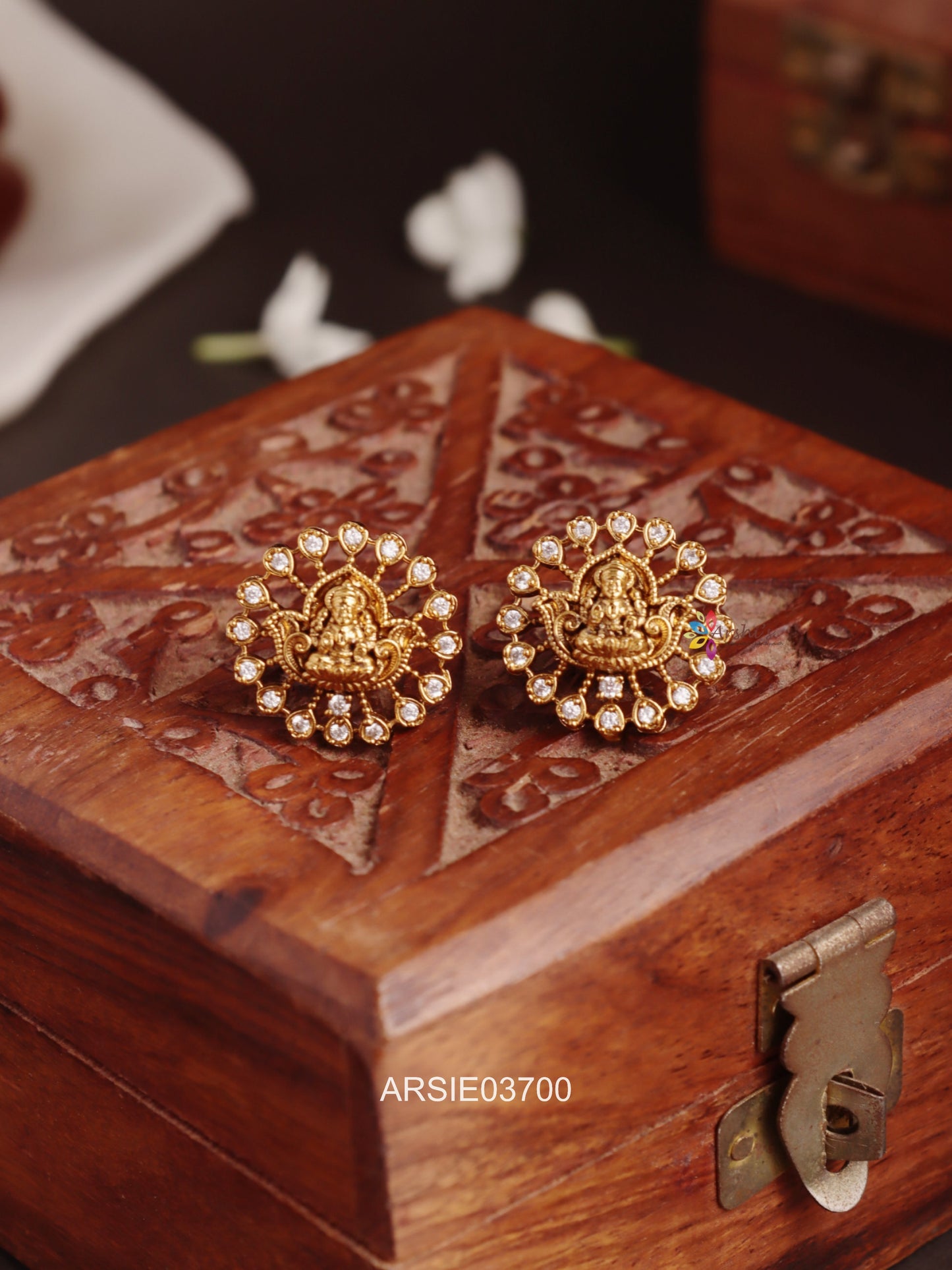 Lakshmi White Stone Studded Ear Studs
