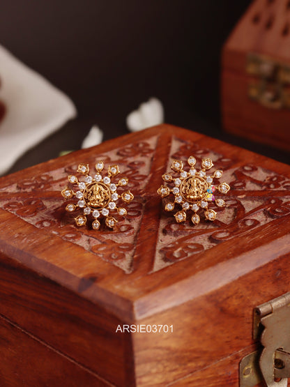 Antique Lakshmi White Stone Ear Studs