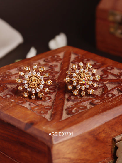 Antique Lakshmi White Stone Ear Studs