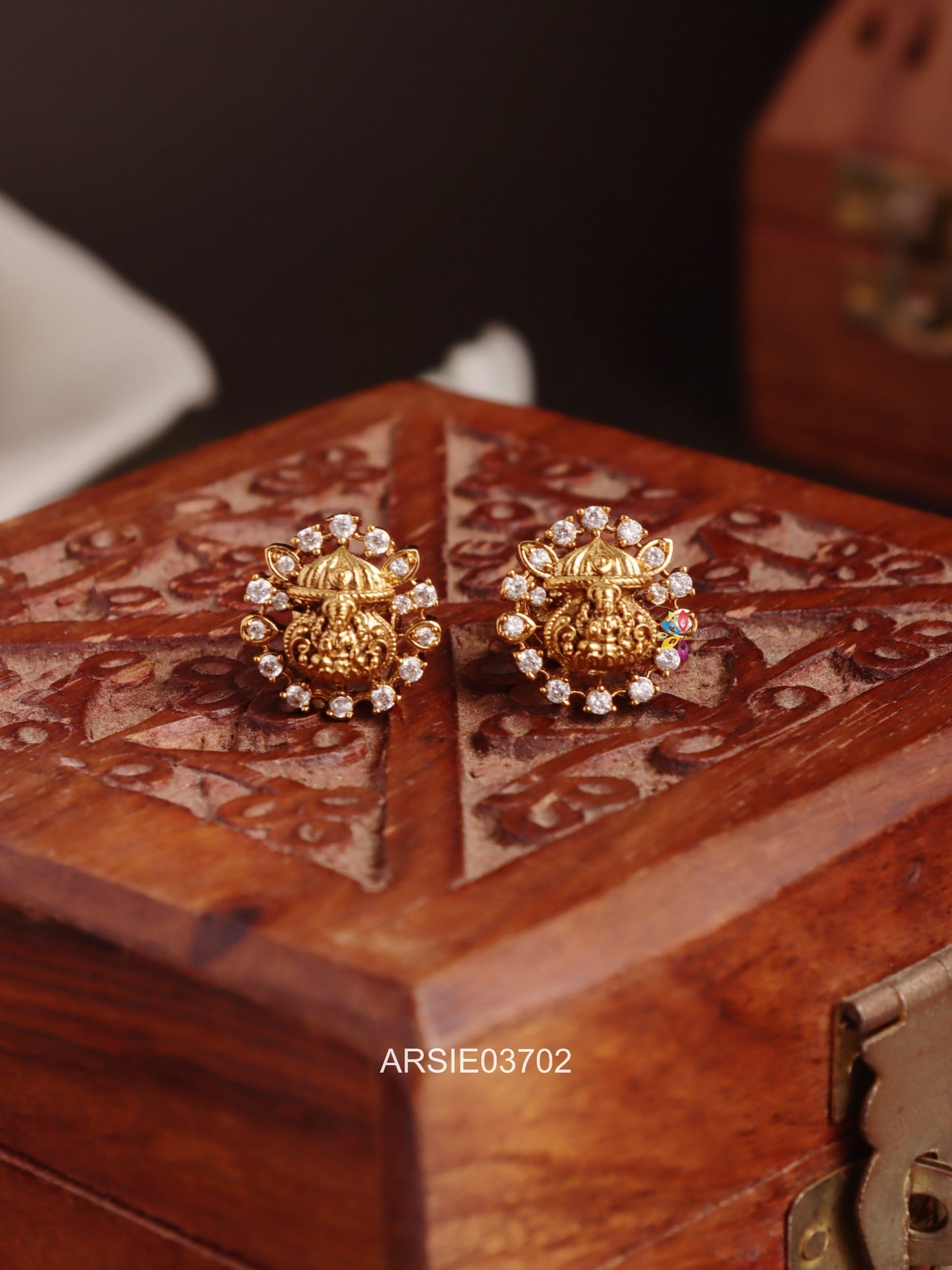 Temple White Stone Ear Studs