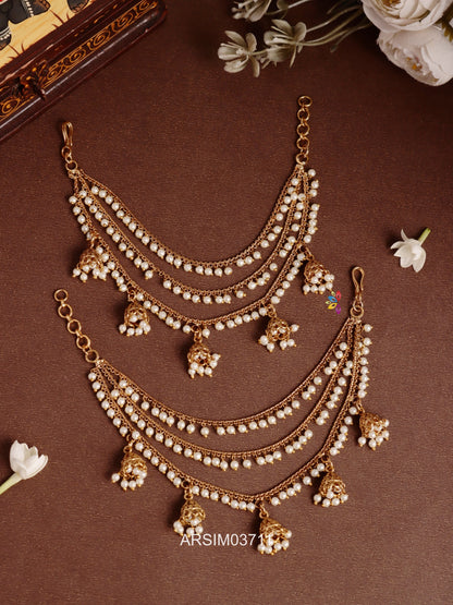 Pearl Jhumka Drop Earchains