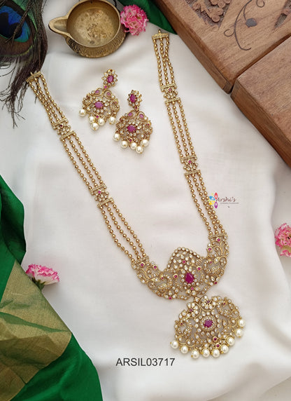 Three Layer Peacock Ruby Stone Pendant Haram