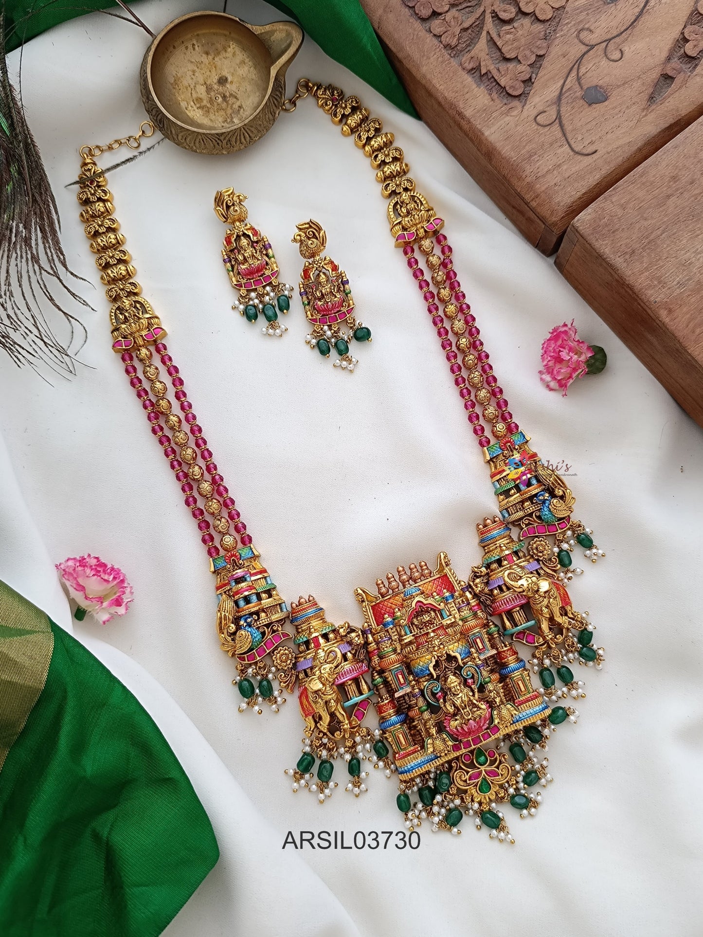 Aiswarya Lakshmi Temple Red Bead Haram