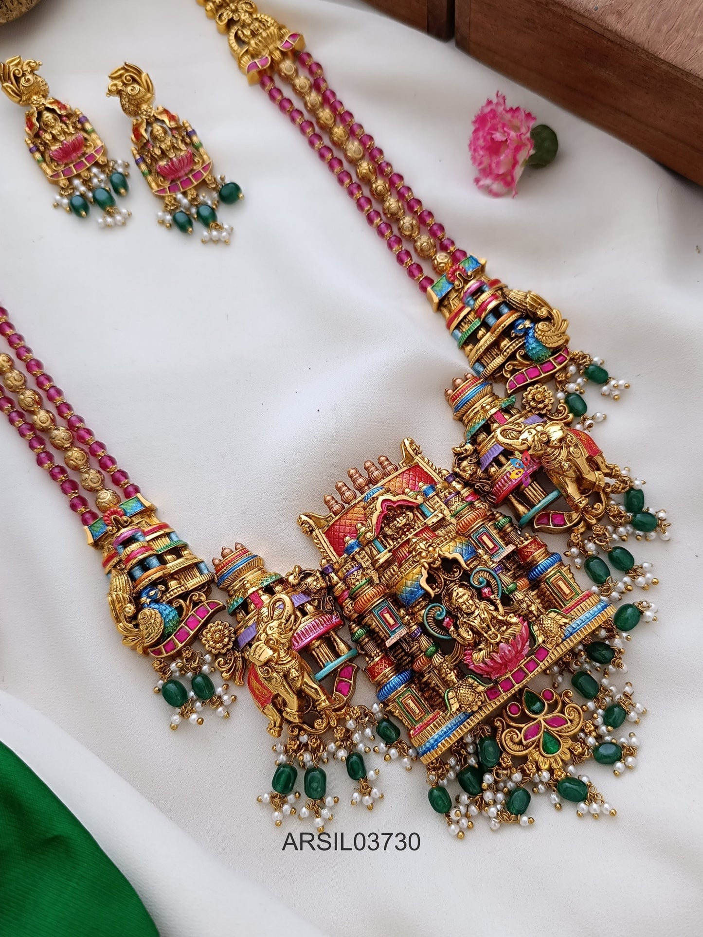Aiswarya Lakshmi Temple Red Bead Haram