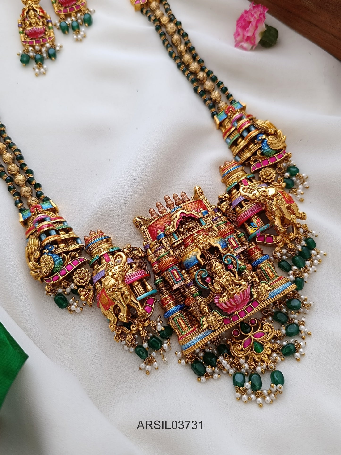 Aiswarya Lakshmi Temple Green Bead Haram