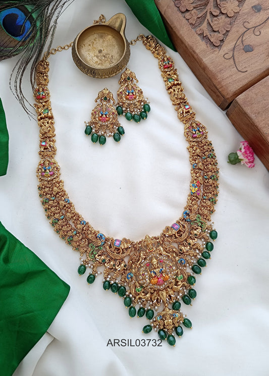 Bridal Peacock and Lakshmi Meenakari Haram