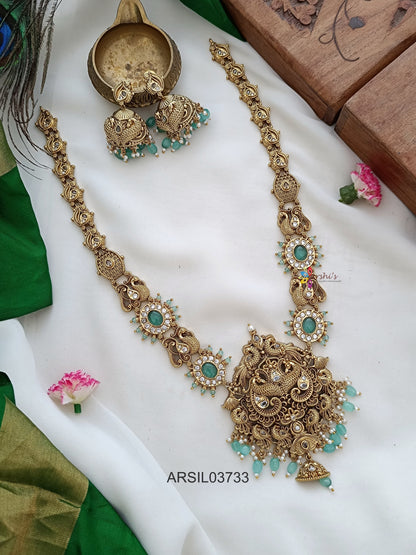 Antique Peacock Green Bead Drops Haram