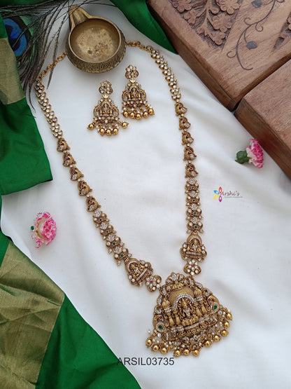 Antique Lakshmi White Stone Gold Drops Haram
