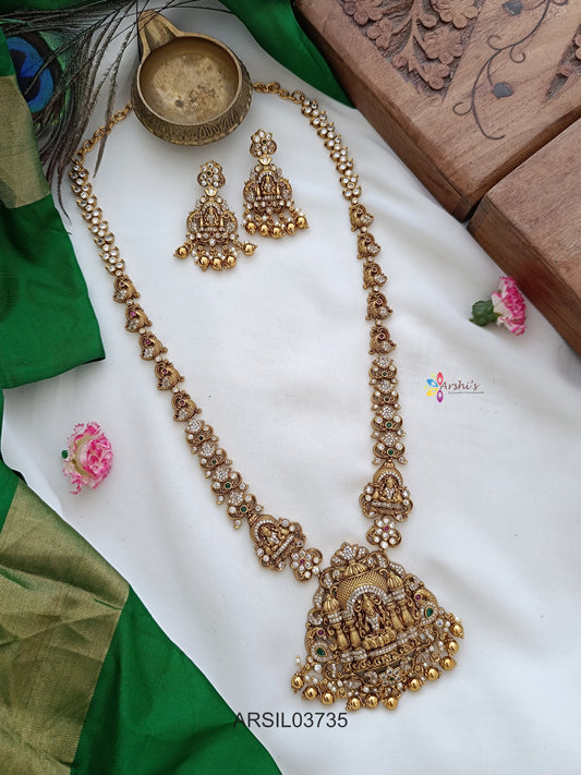 Antique Lakshmi White Stone Gold Drops Haram