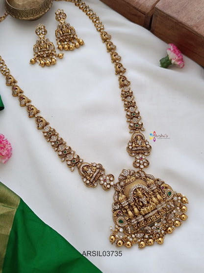 Antique Lakshmi White Stone Gold Drops Haram