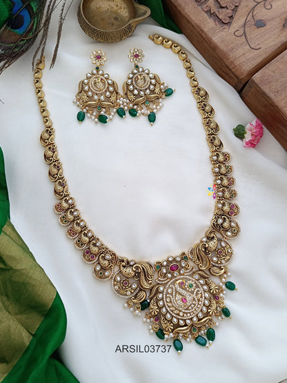 Antique Peacock Green Bead Drops Haram