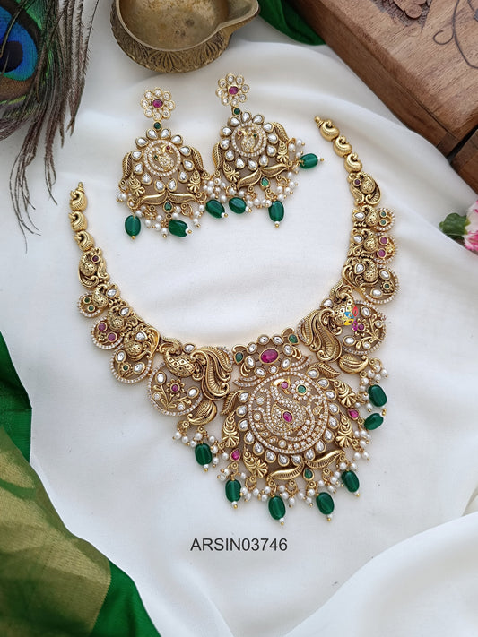 Antique Peacock and Mango Stone Necklace