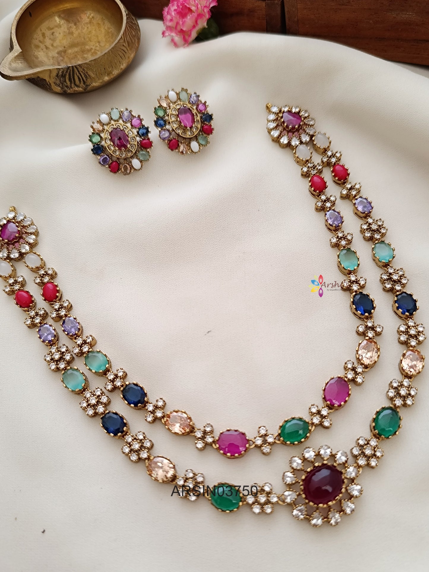 Two Layer Navarathna Stone Necklace