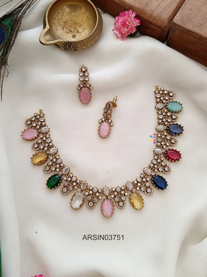 Oval Shape Navarathna Stone Necklace