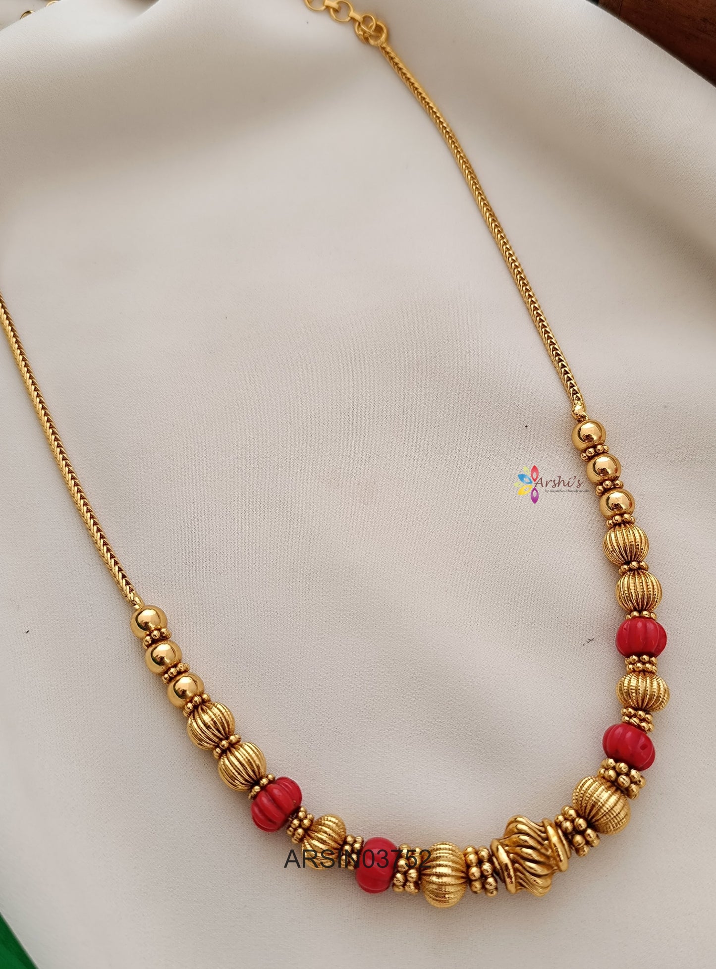 Coral and Gold Bead Necklace