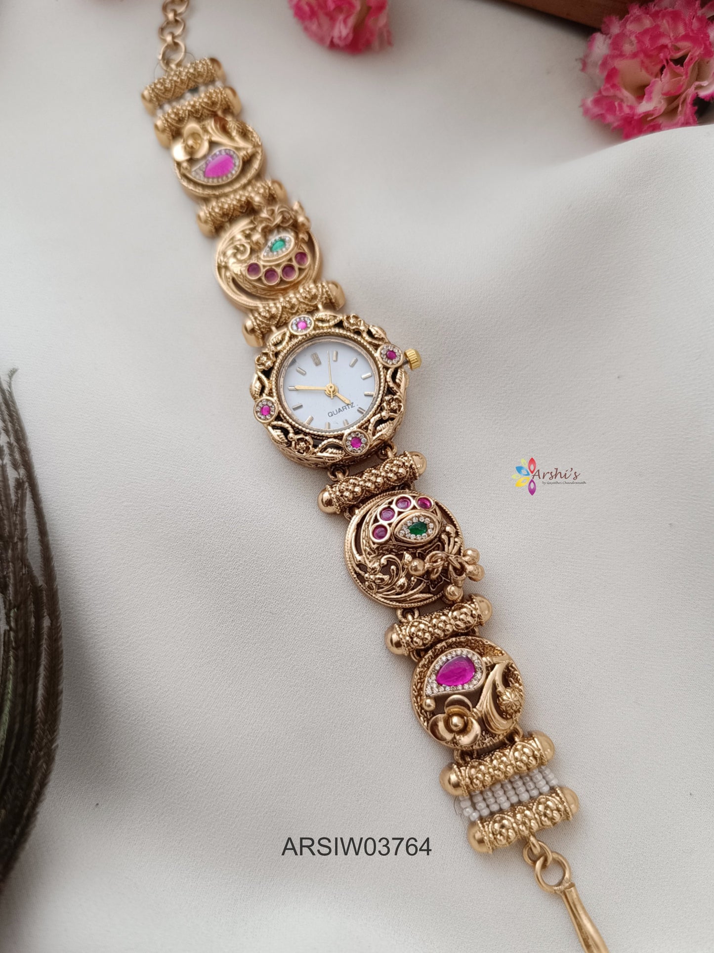 Antique Jadau Kundan Peacock Watch
