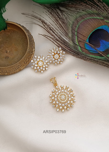 AD White Stone Pendant Set