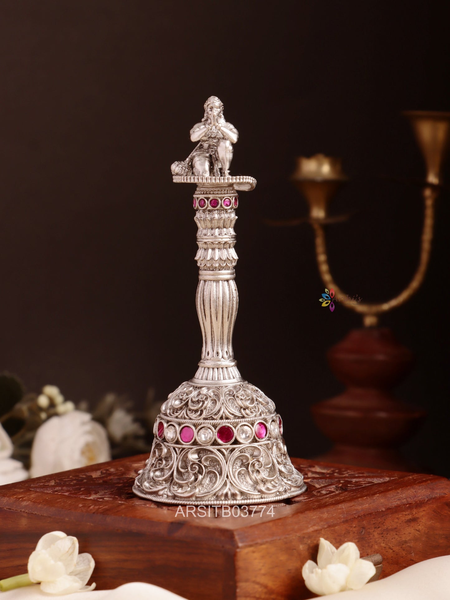 Oxidised Silver Hanuman Temple Bell