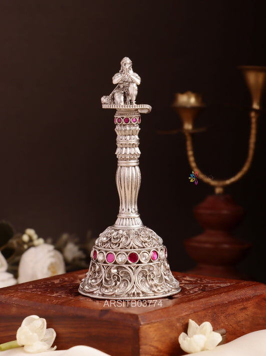 Oxidised Silver Hanuman Temple Bell