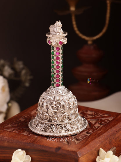 Oxidised Silver Nandi Temple Bell