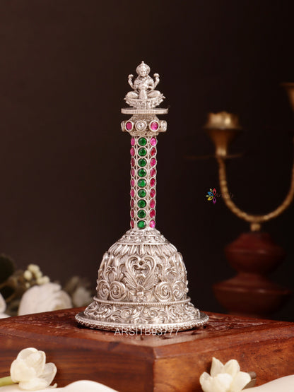 Oxidised Silver Lakshmi Temple Bell