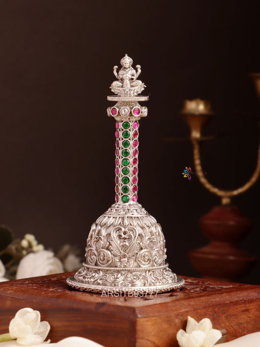 Oxidised Silver Lakshmi Temple Bell