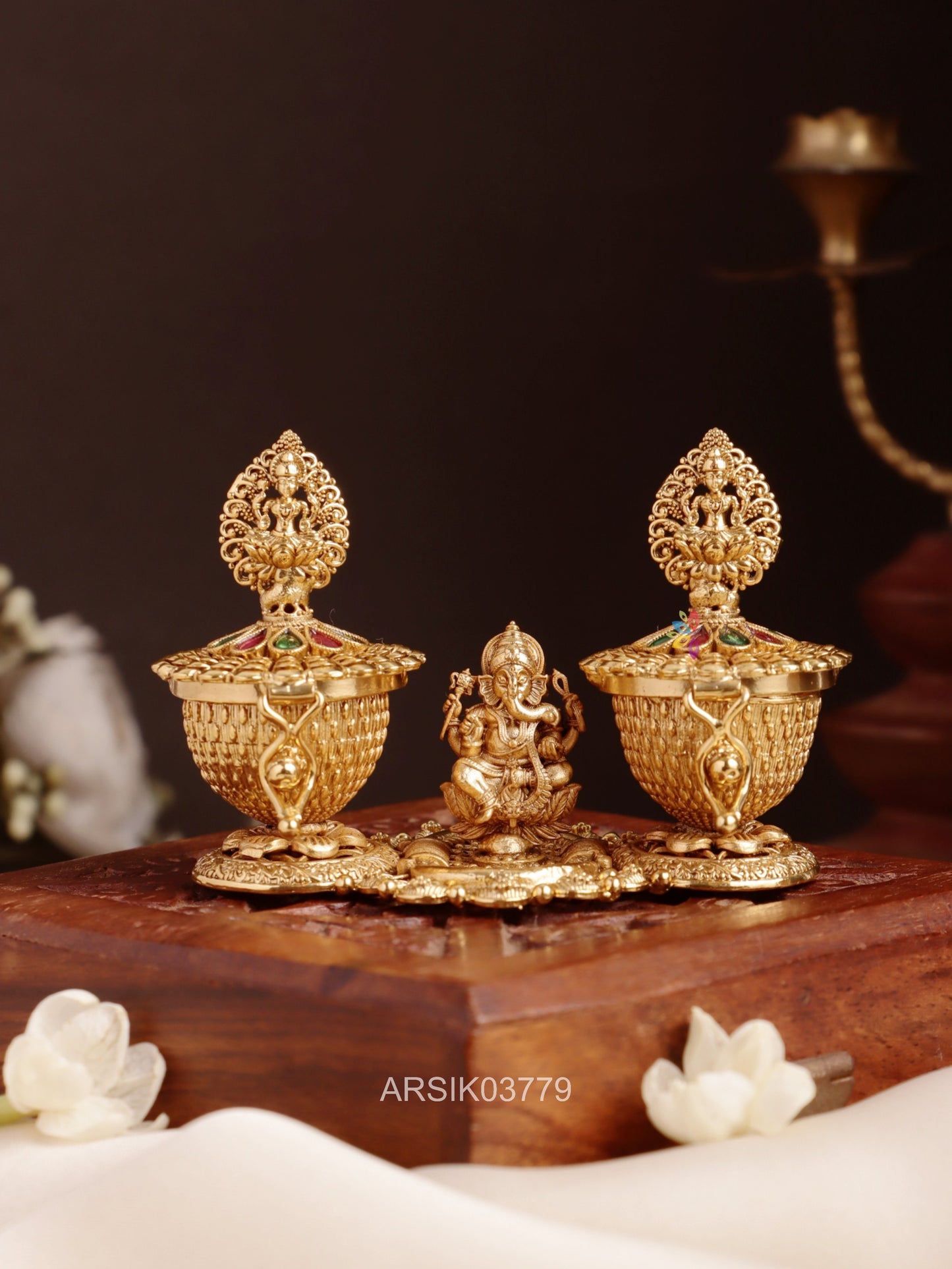 Ganesha and Lakshmi Kumkum Box