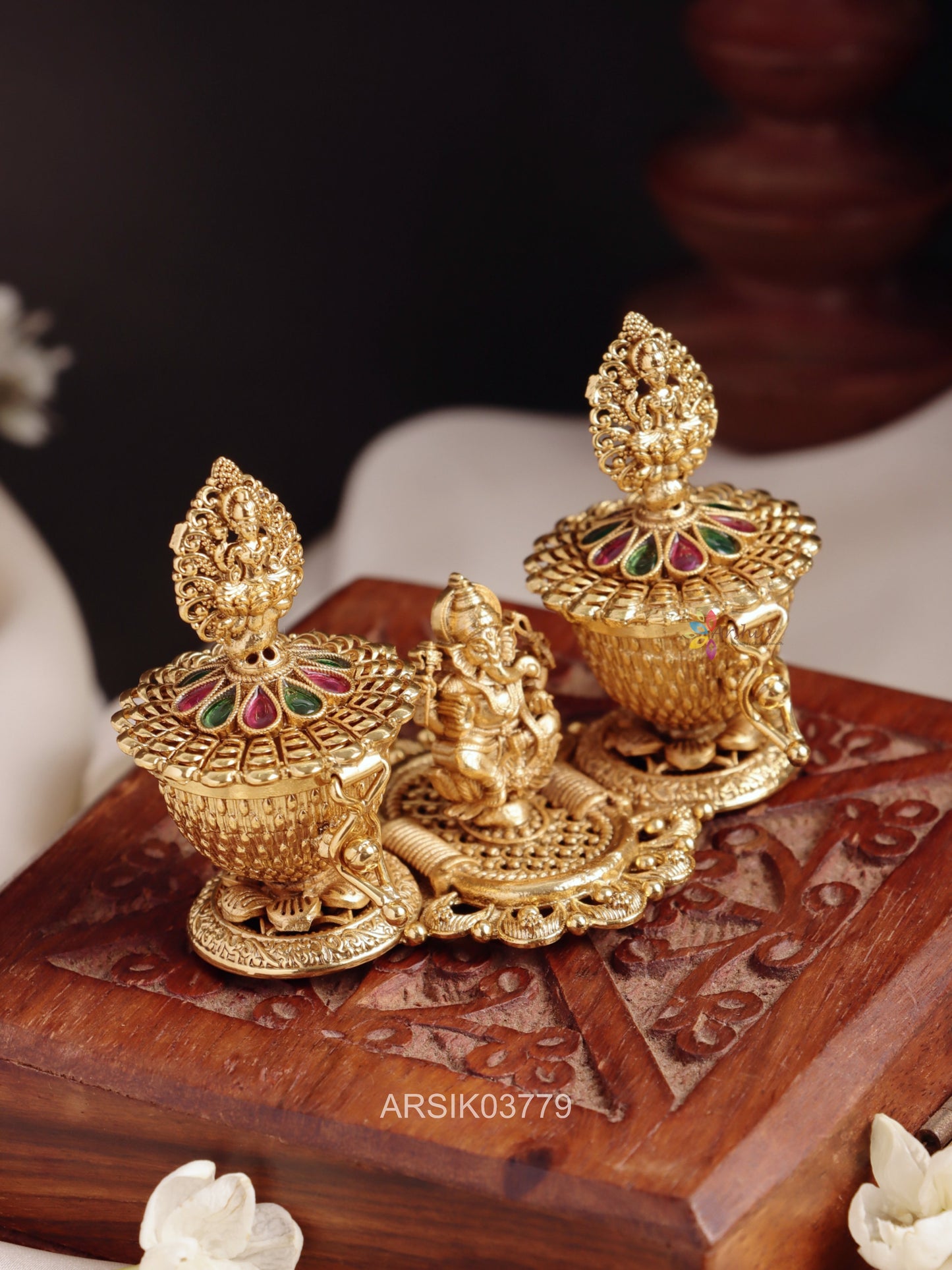 Ganesha and Lakshmi Kumkum Box