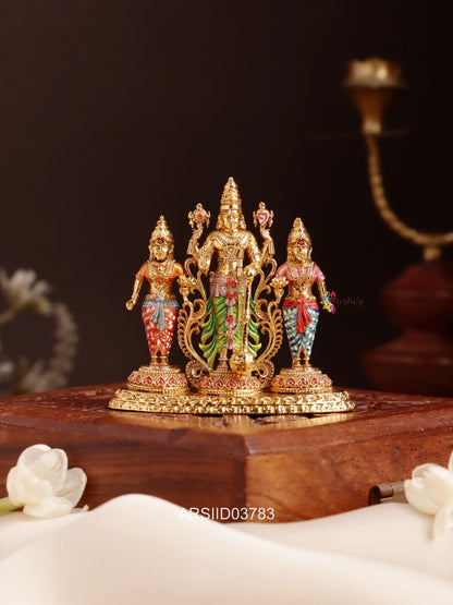 Meenakari Vishnu with Shridevi and Bhudevi Idiol