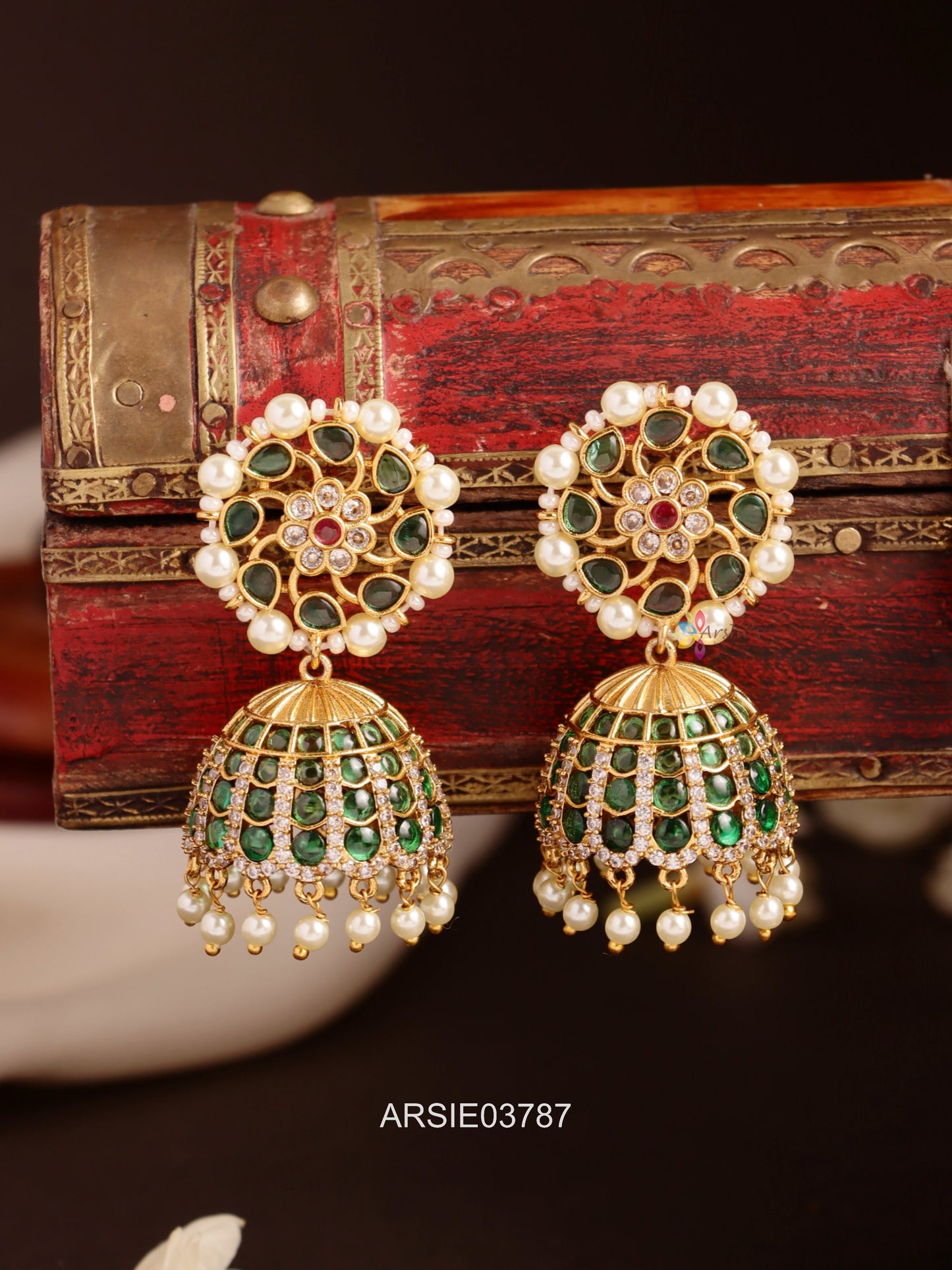 Emerald Stone Jhumka