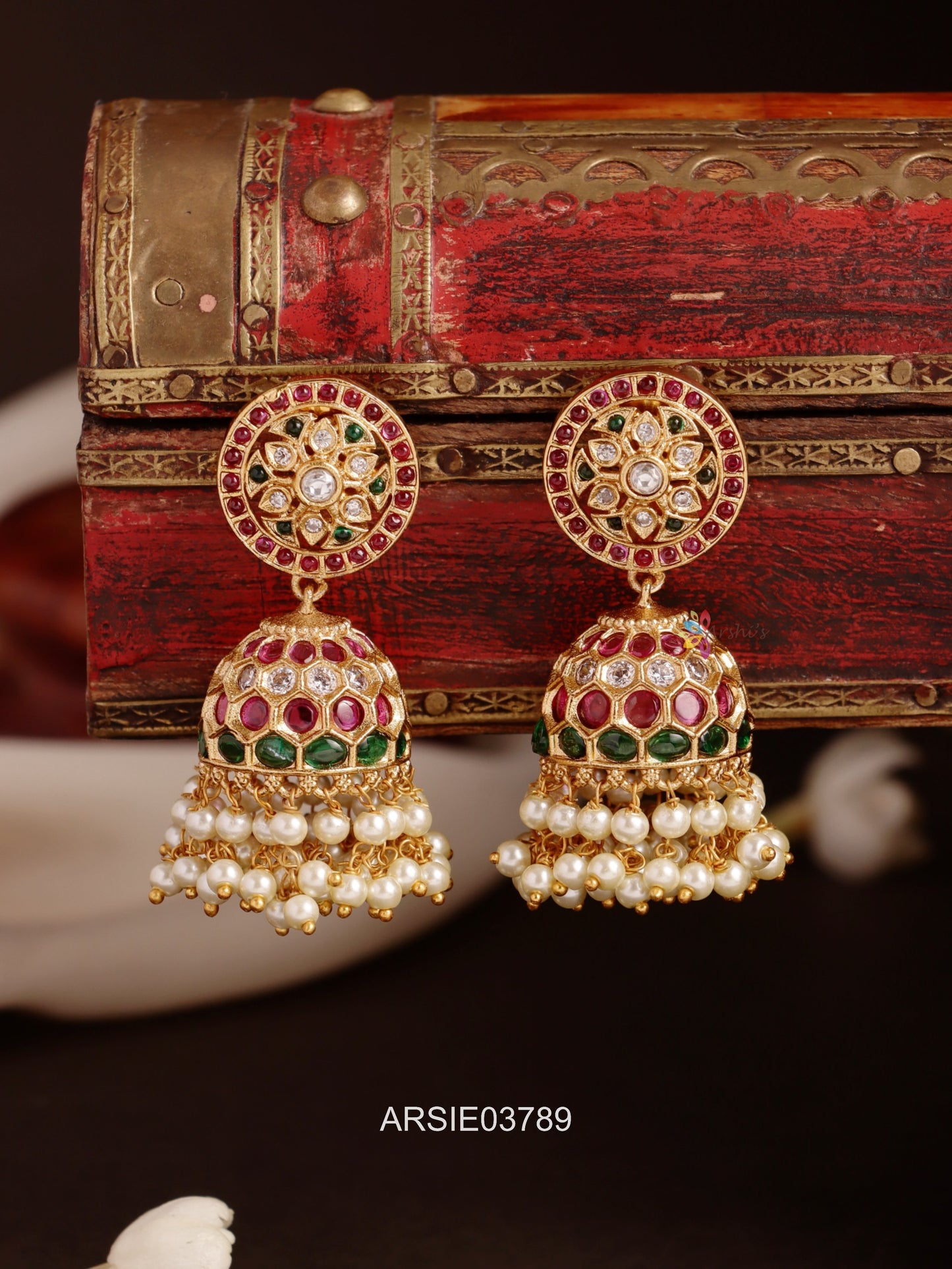 Kemp and White Stone Jhumka