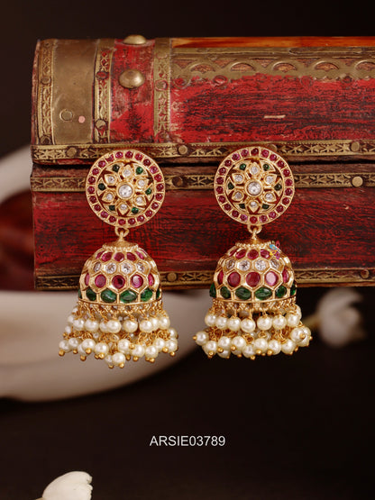Kemp and White Stone Jhumka