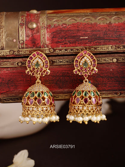Kemp and Green Stone Jhumka