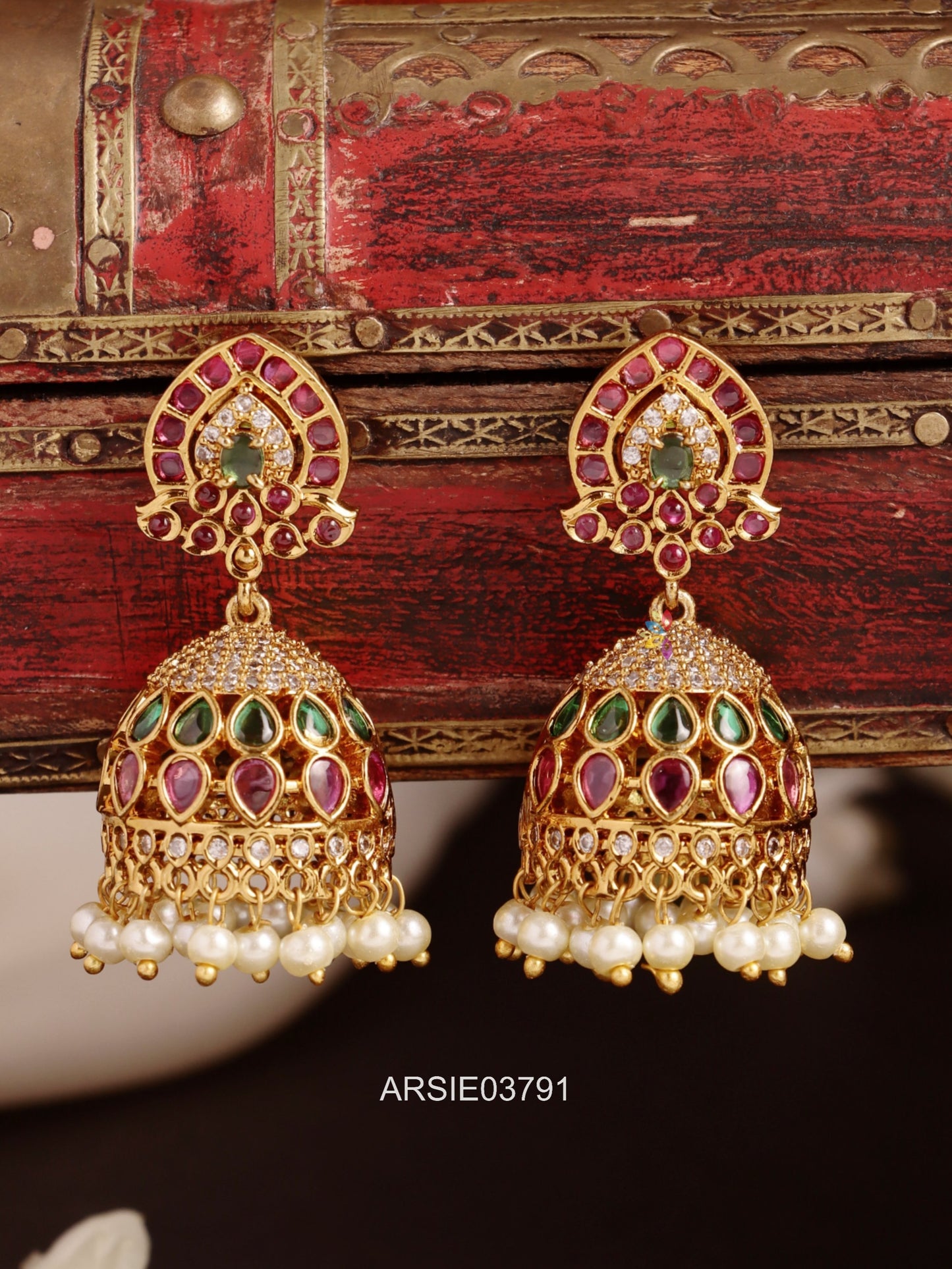 Kemp and Green Stone Jhumka
